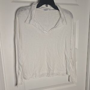 Stateside Cream Fitted Long Sleeve Polo Shirt